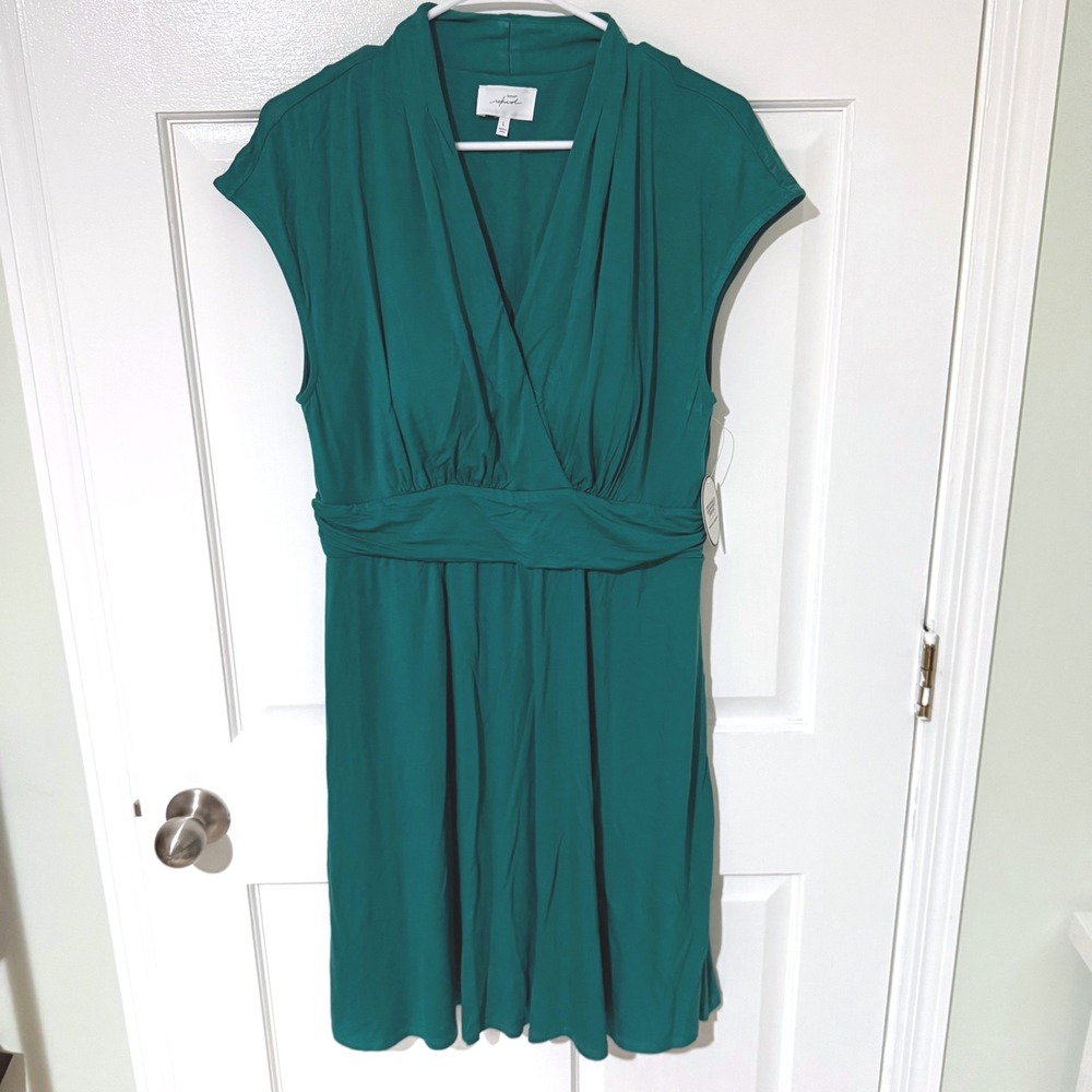 Soma Weekend Invisible Support Dress Teal Green V-Neck Built-in Bra Large